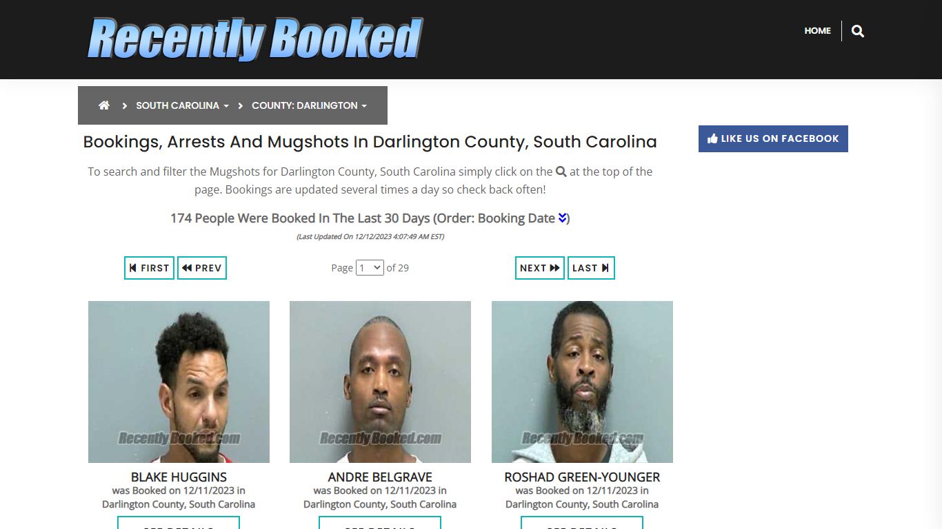 Bookings, Arrests and Mugshots in Darlington County, South Carolina
